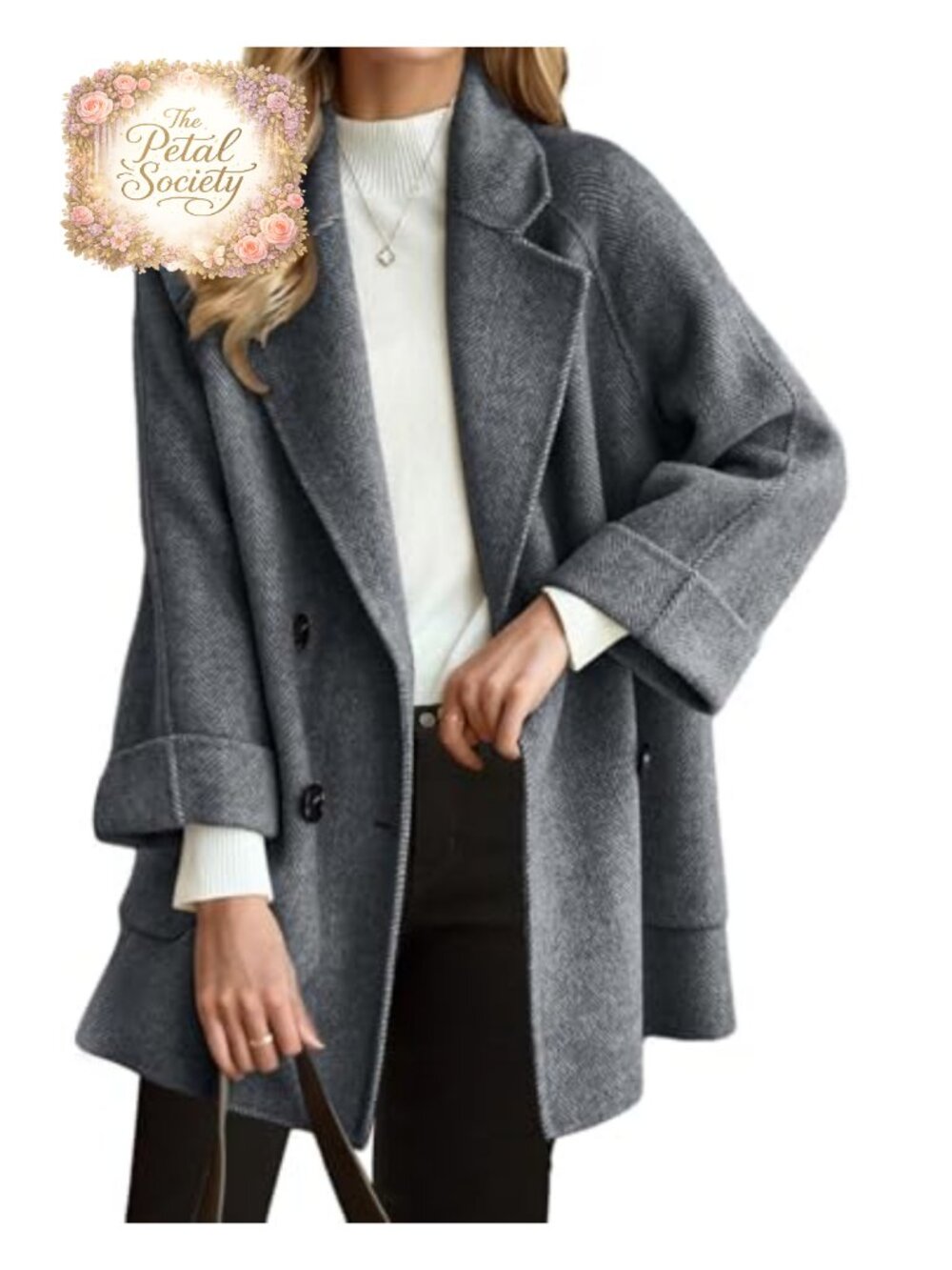 Wool Blend Peacoat Double Breasted Tweed Winter Overcoat